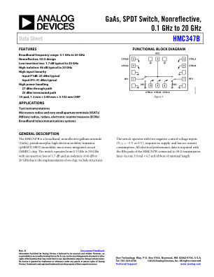 HMC347B 数据手册首页
