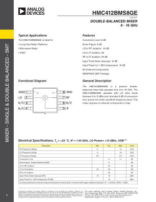 HMC412B datasheet cover page