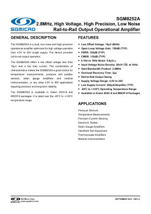 SGM8252A datasheet cover page