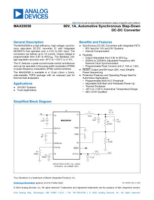 MAX20058 datasheet cover page