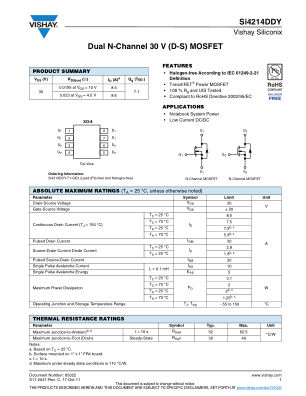 SI4214DDY datasheet cover page