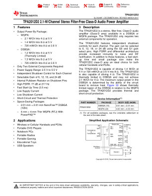 TPA2012D2 datasheet cover page