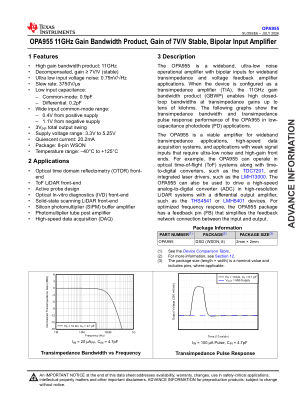 OPA955 datasheet cover page