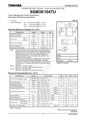 SSM3K104TU datasheet cover page