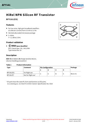 BFY181 datasheet cover page
