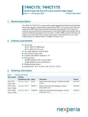 74HCT175D datasheet cover page
