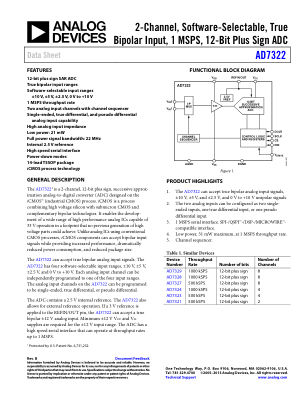 AD7322 datasheet cover page