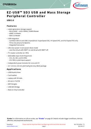 CYUSB3025-BZXI datasheet cover page