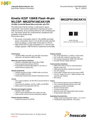 K22P49M100SF9 datasheet cover page