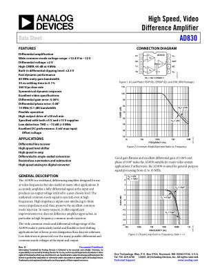 AD830 数据手册首页