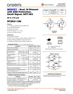 NTZD5110N 数据手册首页
