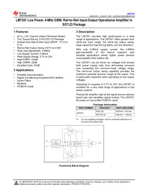 LM7301 datasheet cover page