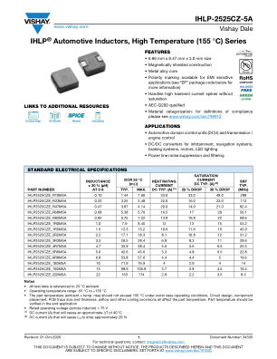 IHLP-2525CZ-5A 数据手册首页