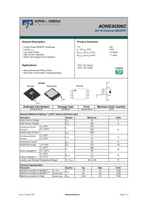 AONS34306C datasheet cover page