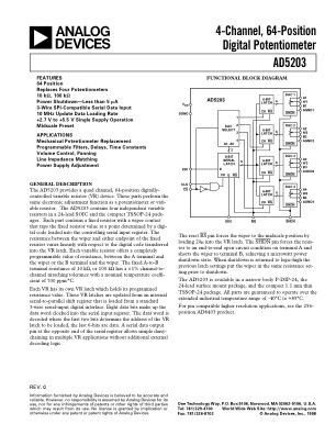 AD5203 datasheet cover page