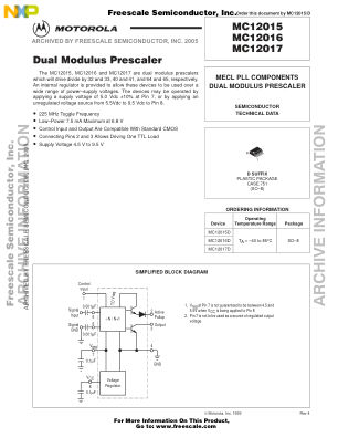 MC12015 数据手册首页