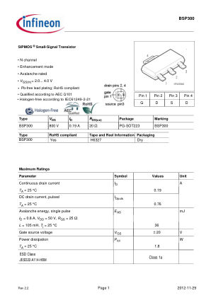 BSP300 datasheet cover page