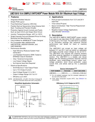 LMZ13610 datasheet cover page