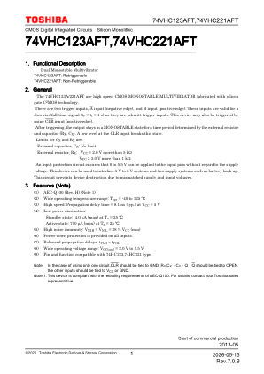 74VHC123AFT datasheet cover page