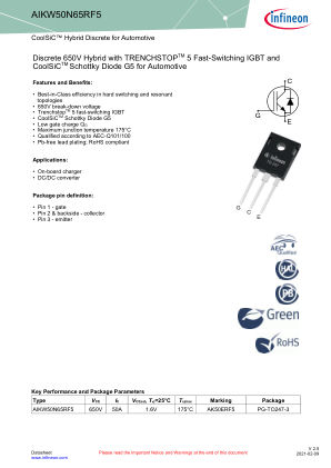 AIKW50N65RF5 数据手册首页