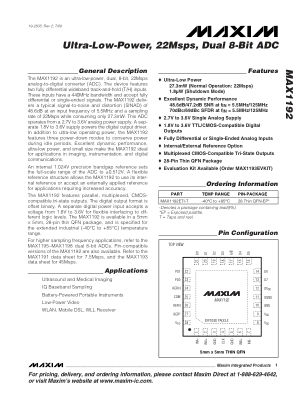 MAX1192 datasheet cover page