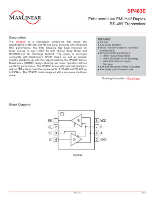 SP483E 数据手册首页