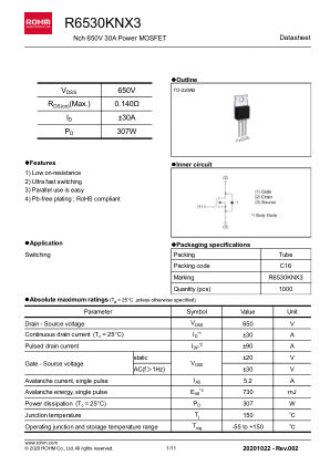 R6530KNX3 数据手册首页