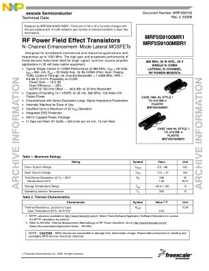 MRF5S9100 数据手册首页