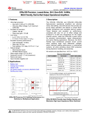 OPA4189 datasheet cover page