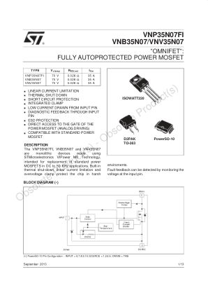 VNB35N07 数据手册首页