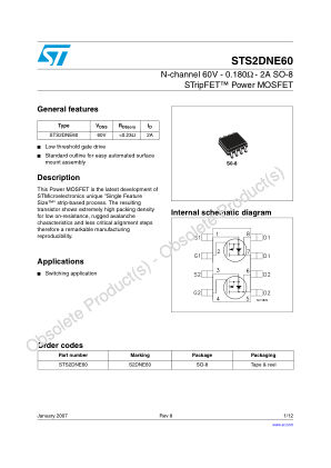 STS2DNE60 datasheet cover page