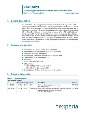 74HC423BQ115 datasheet cover page