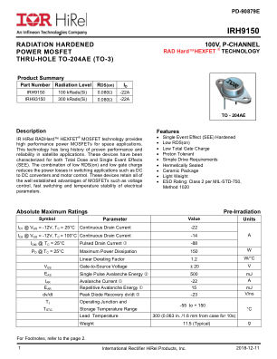 IRH9150 datasheet cover page