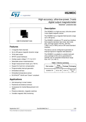 IIS2MDC 数据手册首页