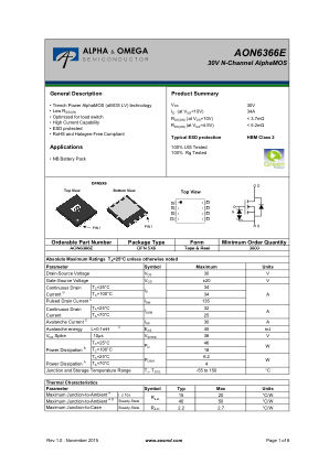 AON6366E 数据手册首页