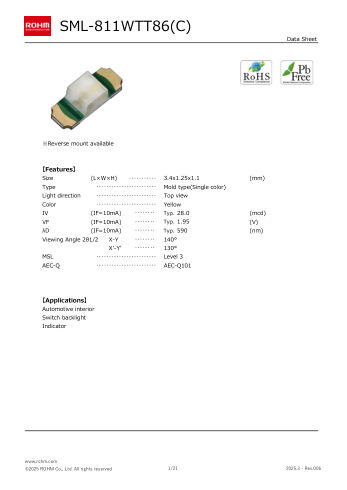 SML-811WTT86 datasheet cover page
