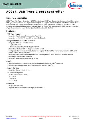 CYAC1126-40LQXI datasheet cover page