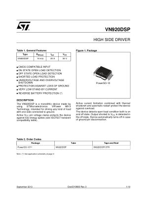 VN920DSP datasheet cover page