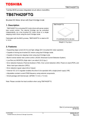 TB67H420FTG datasheet cover page