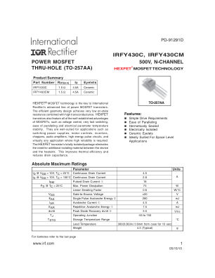 IRFY430C datasheet cover page