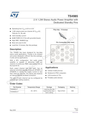 TS4985 数据手册首页