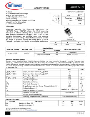 AUIRFS4127 datasheet cover page