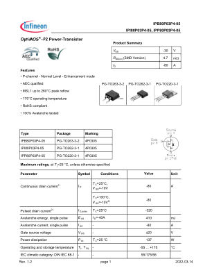 IPX80P03P4-05 datasheet cover page
