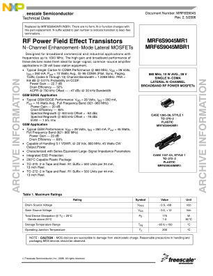MRF6S9045 数据手册首页