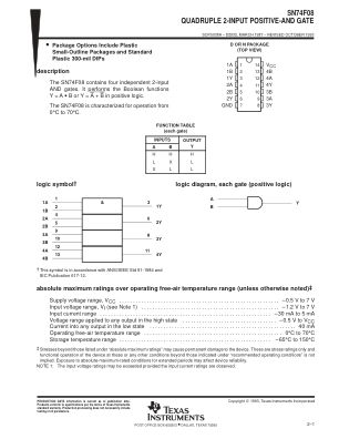 SN74F08 datasheet cover page