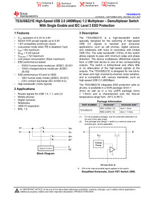 TS3USB221E 数据手册首页