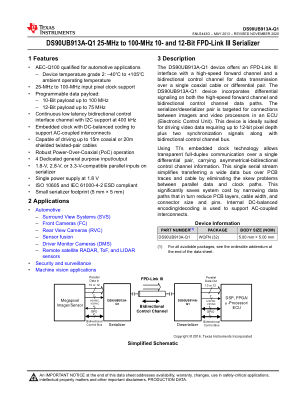 DS90UB913A-Q1 datasheet cover page
