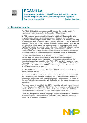 PCA6416A datasheet cover page