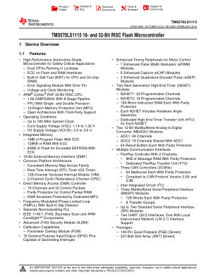 TMS570LS1115 datasheet cover page