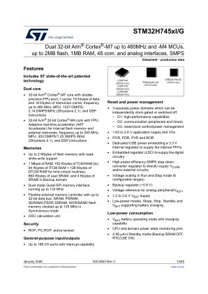 STM32H745ZG datasheet cover page